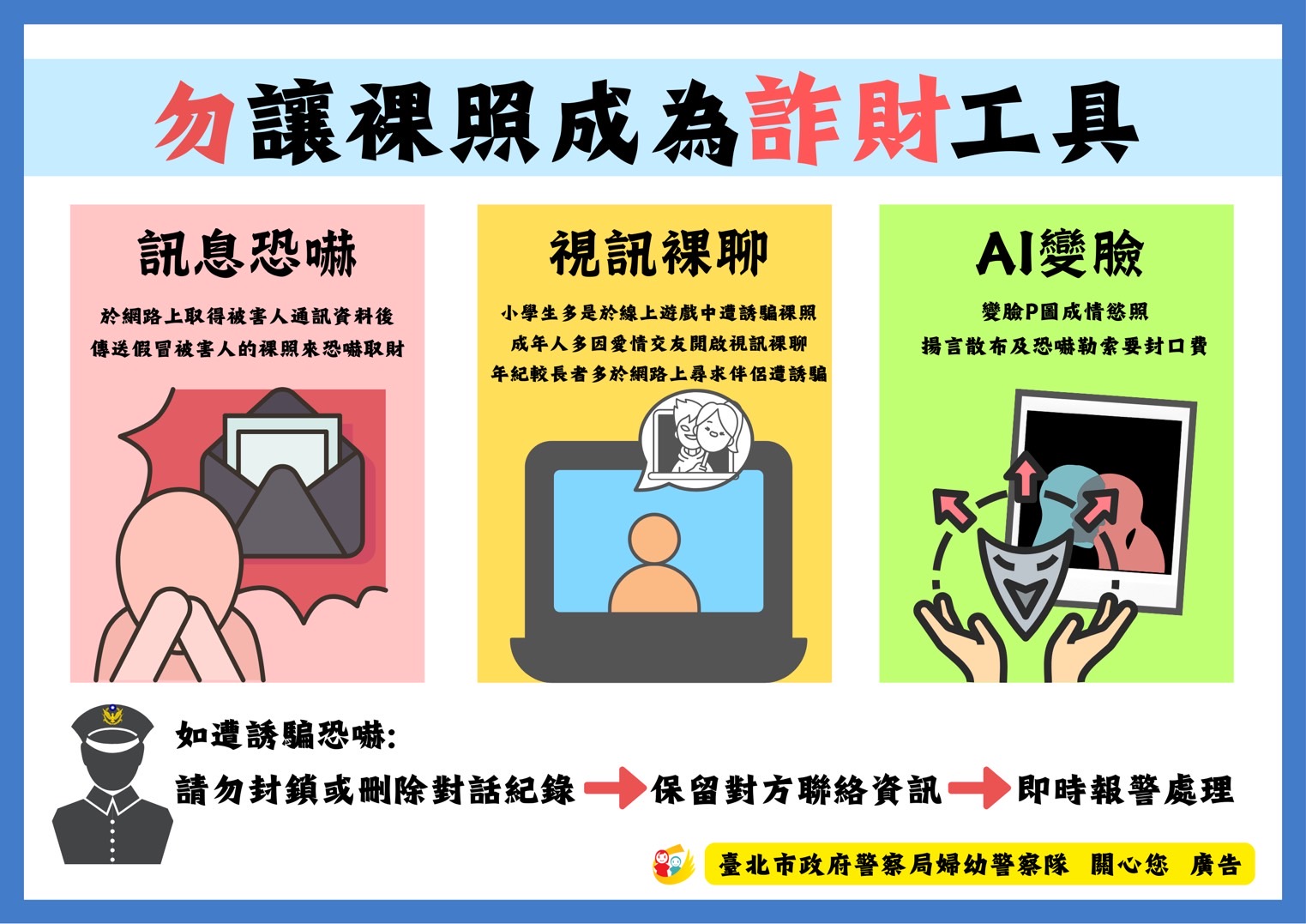 勿讓裸照成為詐財工具 犯罪手法應當心。